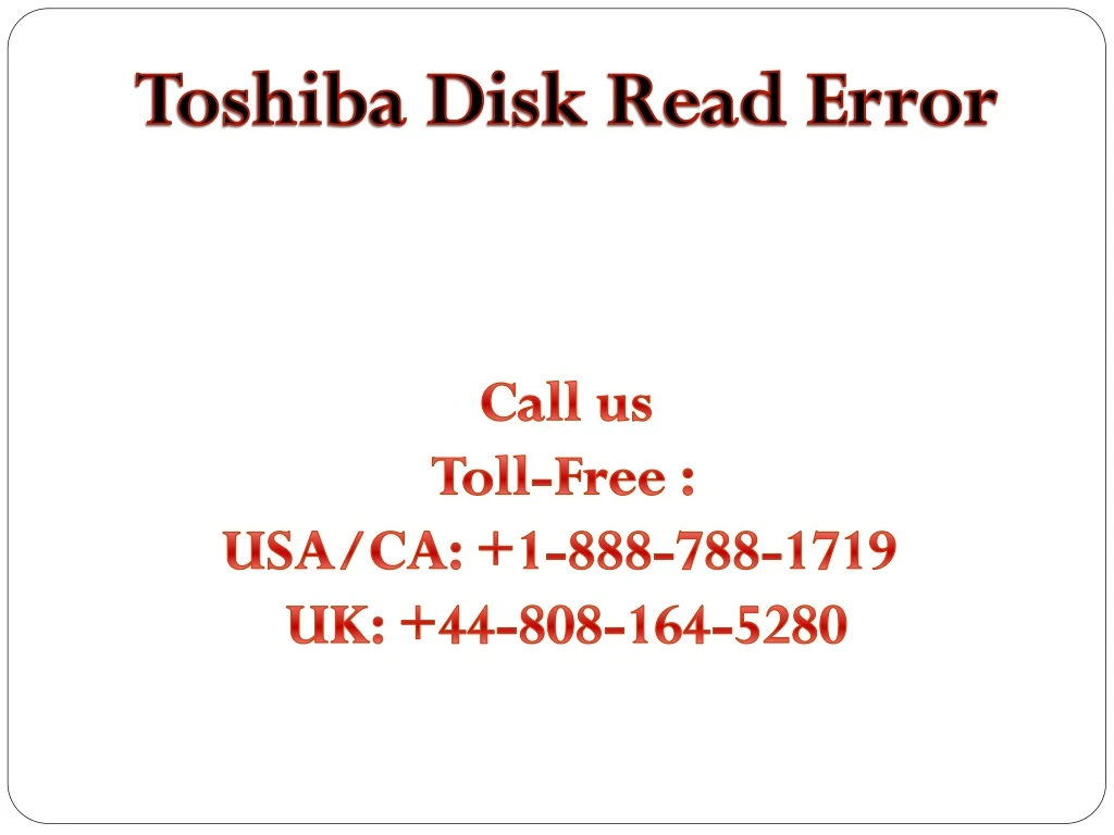 toshiba disk read error