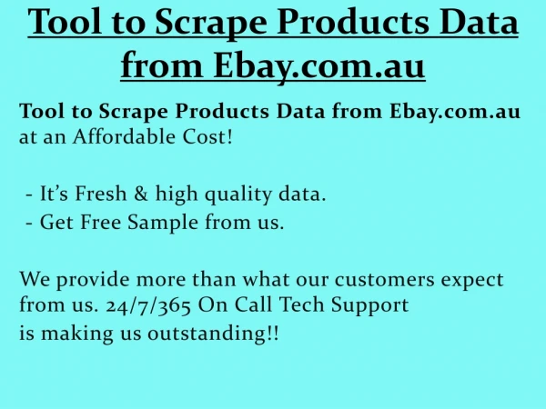 Tool to Scrape Products Data from Ebay.com.au