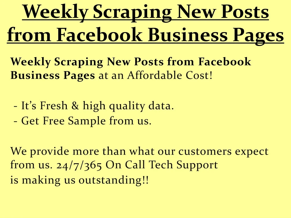weekly scraping new posts from facebook business pages