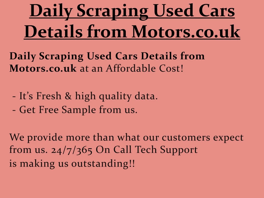 daily scraping used cars details from motors co uk