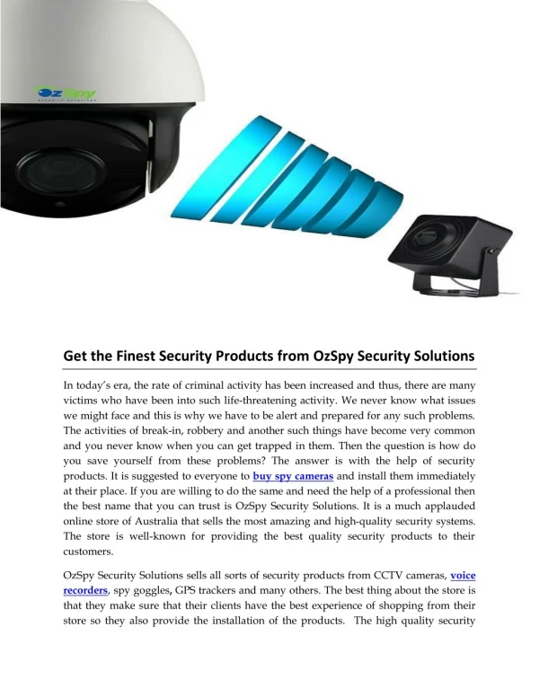 Get the Finest Security Products from OzSpy Security Solutions