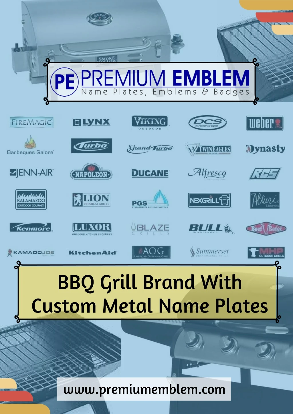 bbq grill brand with custom metal name plates