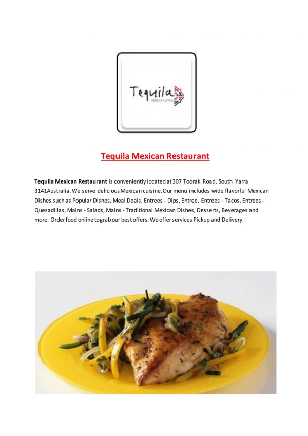 25% Off -Tequila Mexican Restaurant-South Yarra - Order Food Online