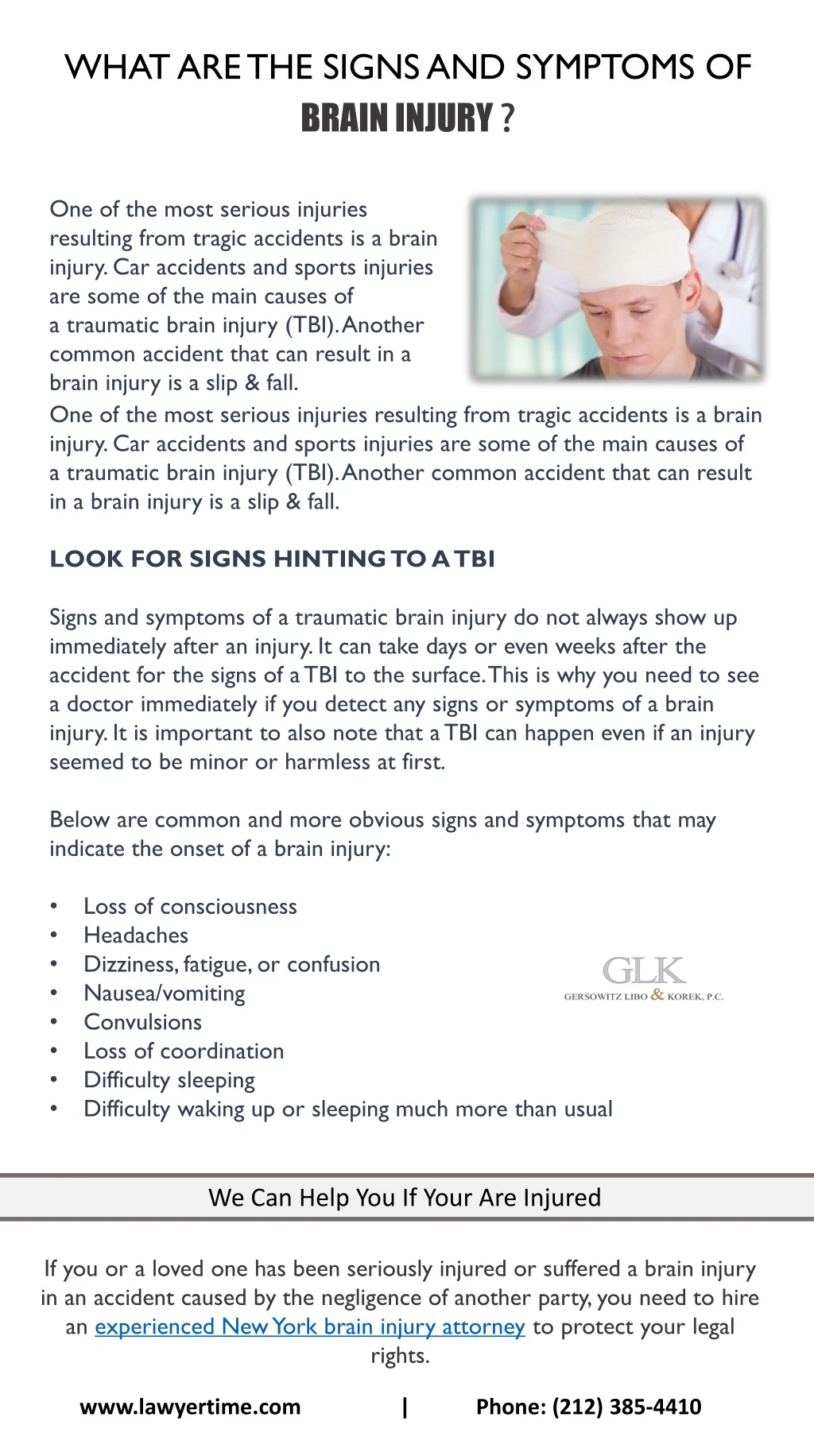 what are the signs and symptoms of brain injury