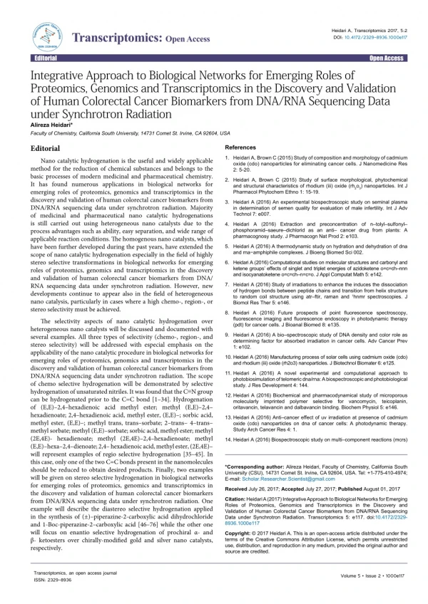 Integrative Approach to Biological Networks for Emerging Roles of Proteomics, Genomics and Transcriptomics in the Discov