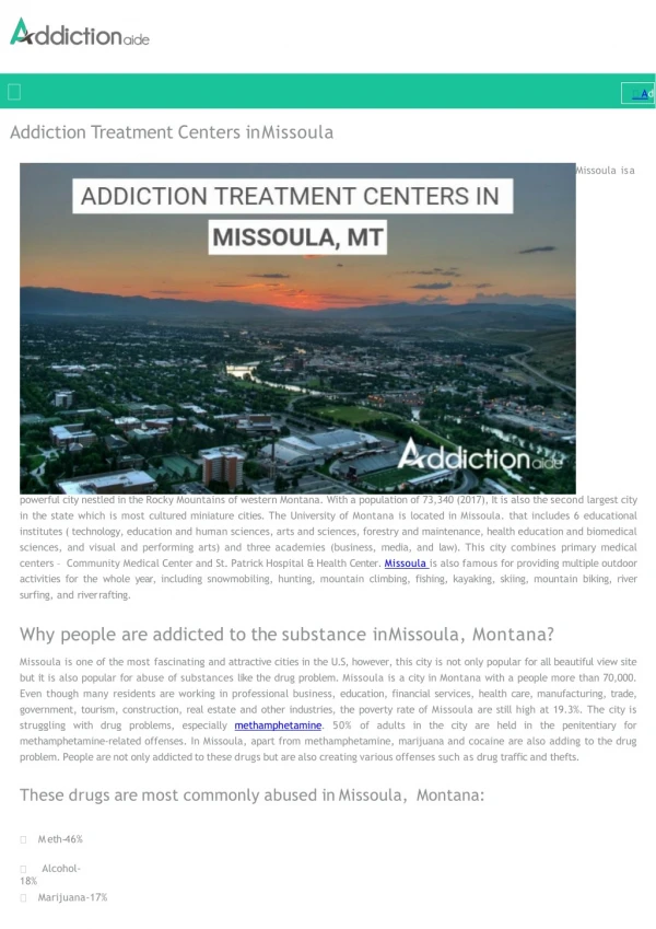 Addiction Treatment Centers in Missoula