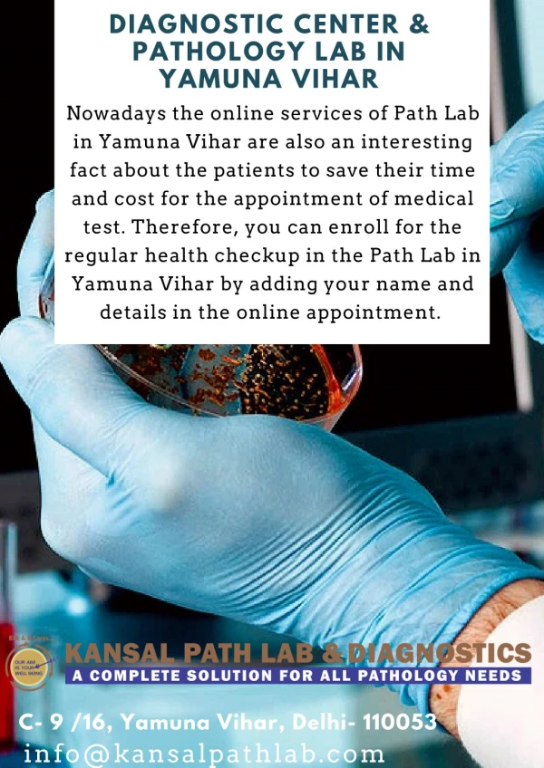 Online services Medical Test in Diagnostic Center in Yamuna Vihar