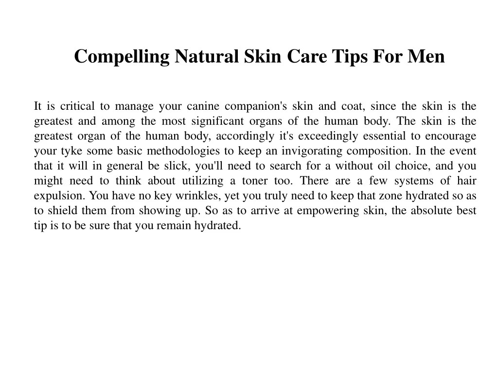 compelling natural skin care tips for men