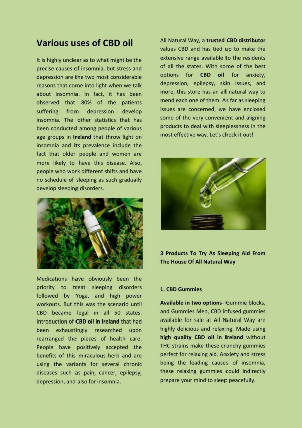Various uses of CBD oil