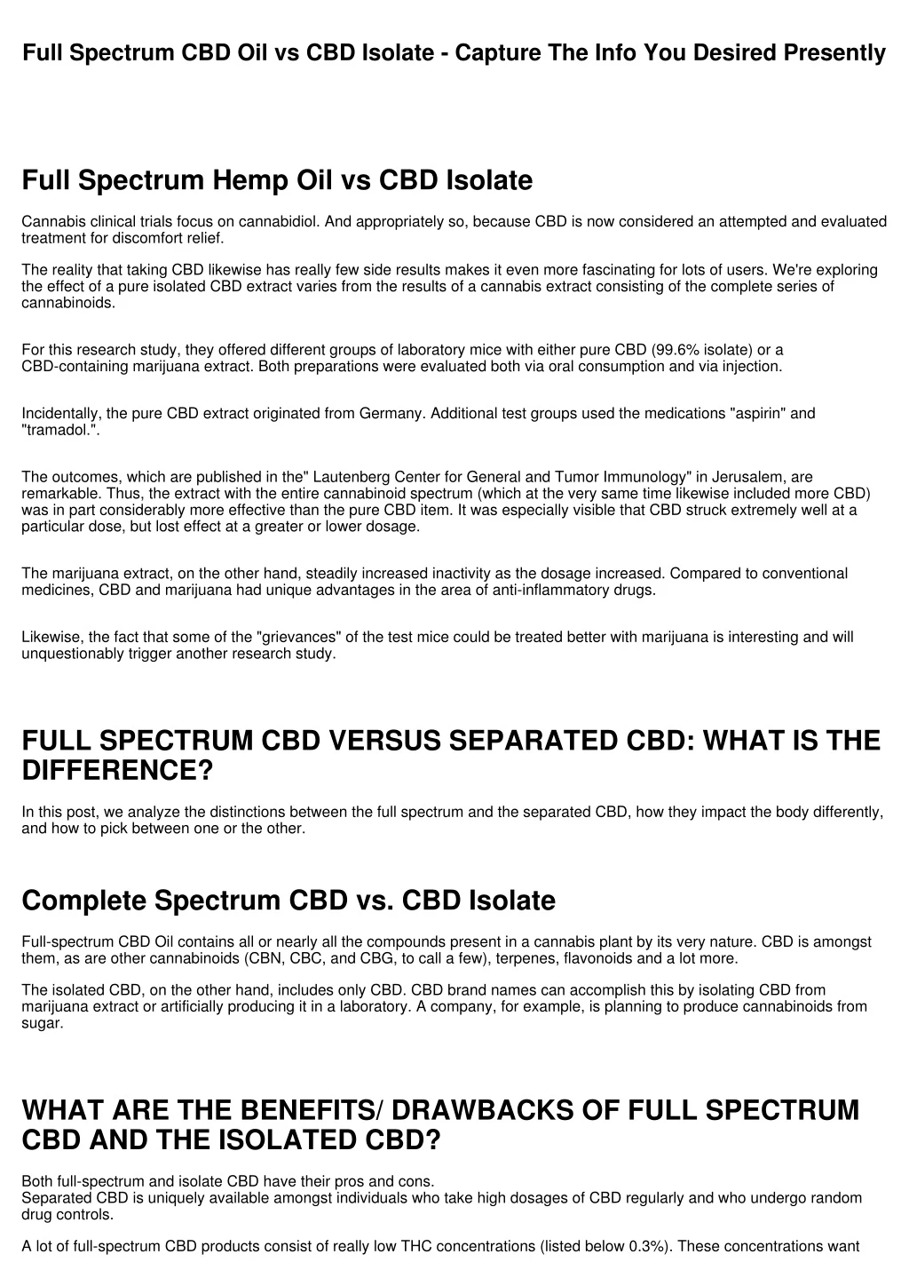 full spectrum cbd oil vs cbd isolate capture
