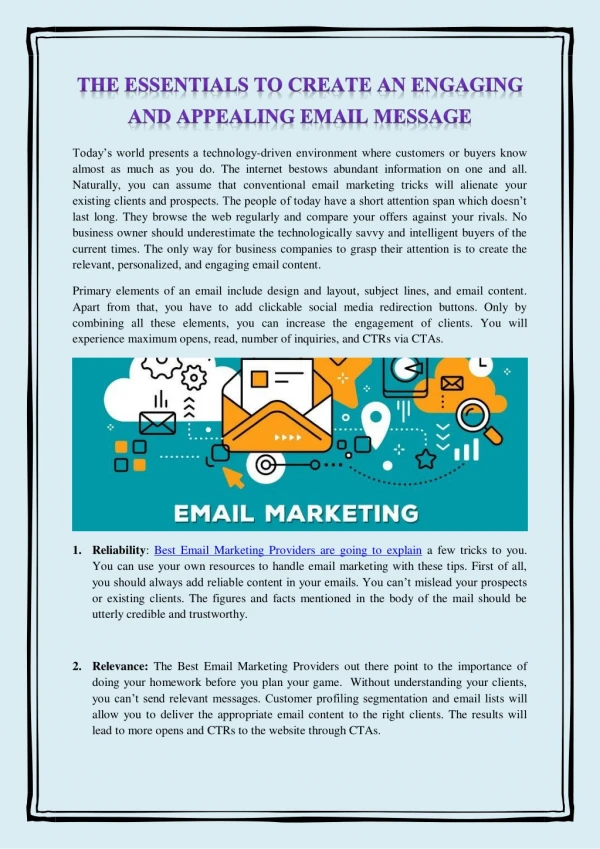 The Essentials To Create An Engaging And Appealing Email Message