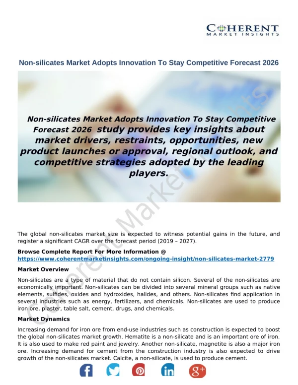 Non-silicates Market Adopts Innovation To Stay Competitive Forecast 2027