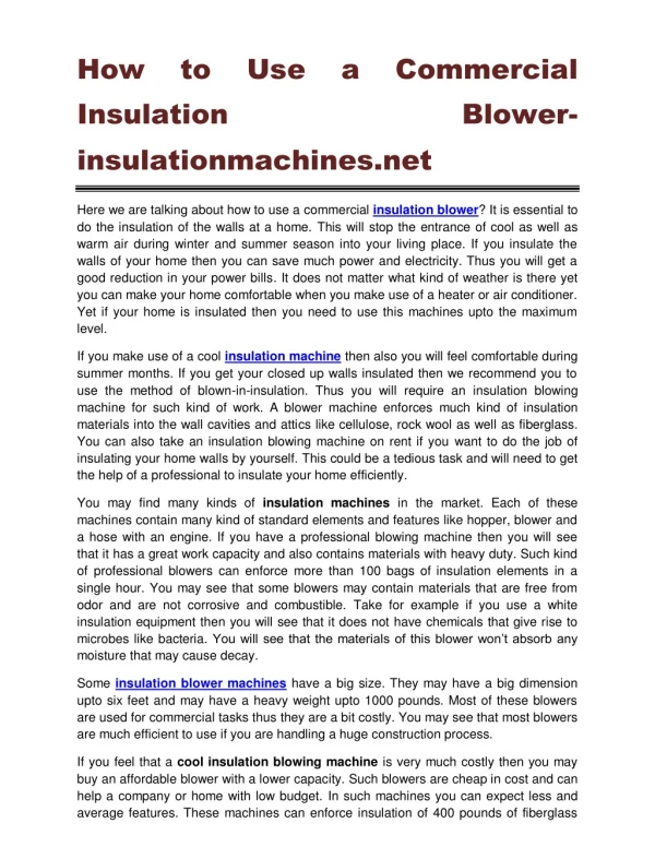 How to Use a Commercial Insulation Blower insulationmachines.net