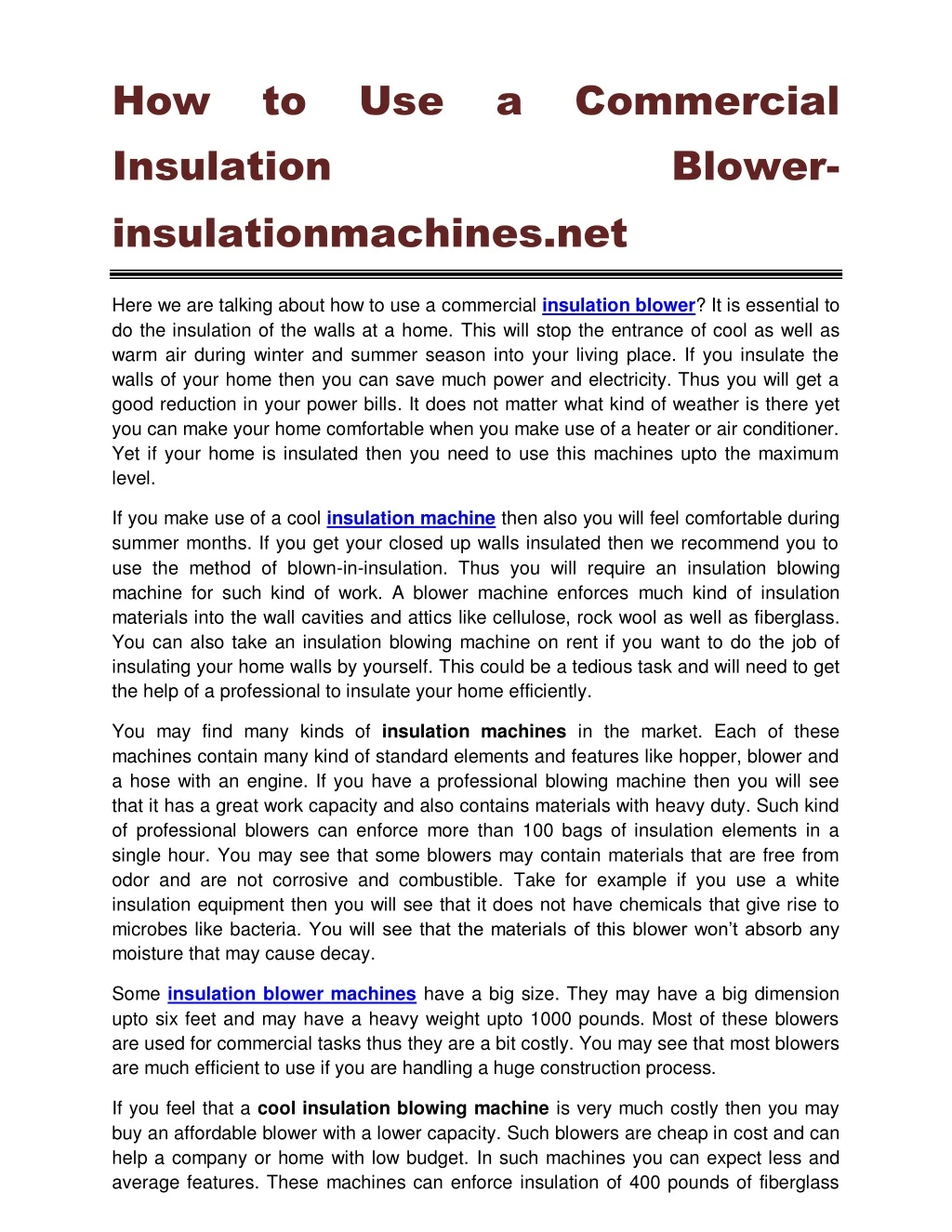 how insulation insulationmachines net