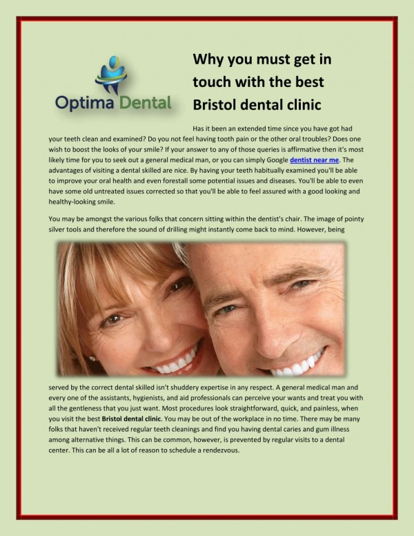 Why you must get in touch with the best Bristol dental clinic