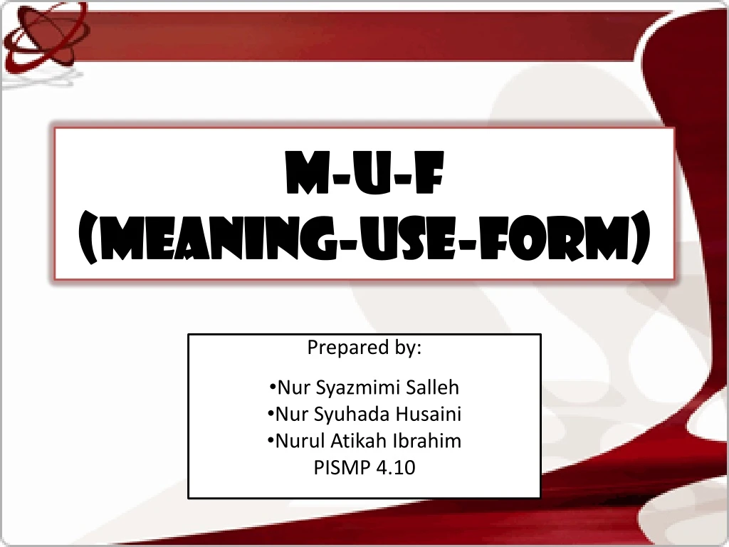 m u f meaning use form