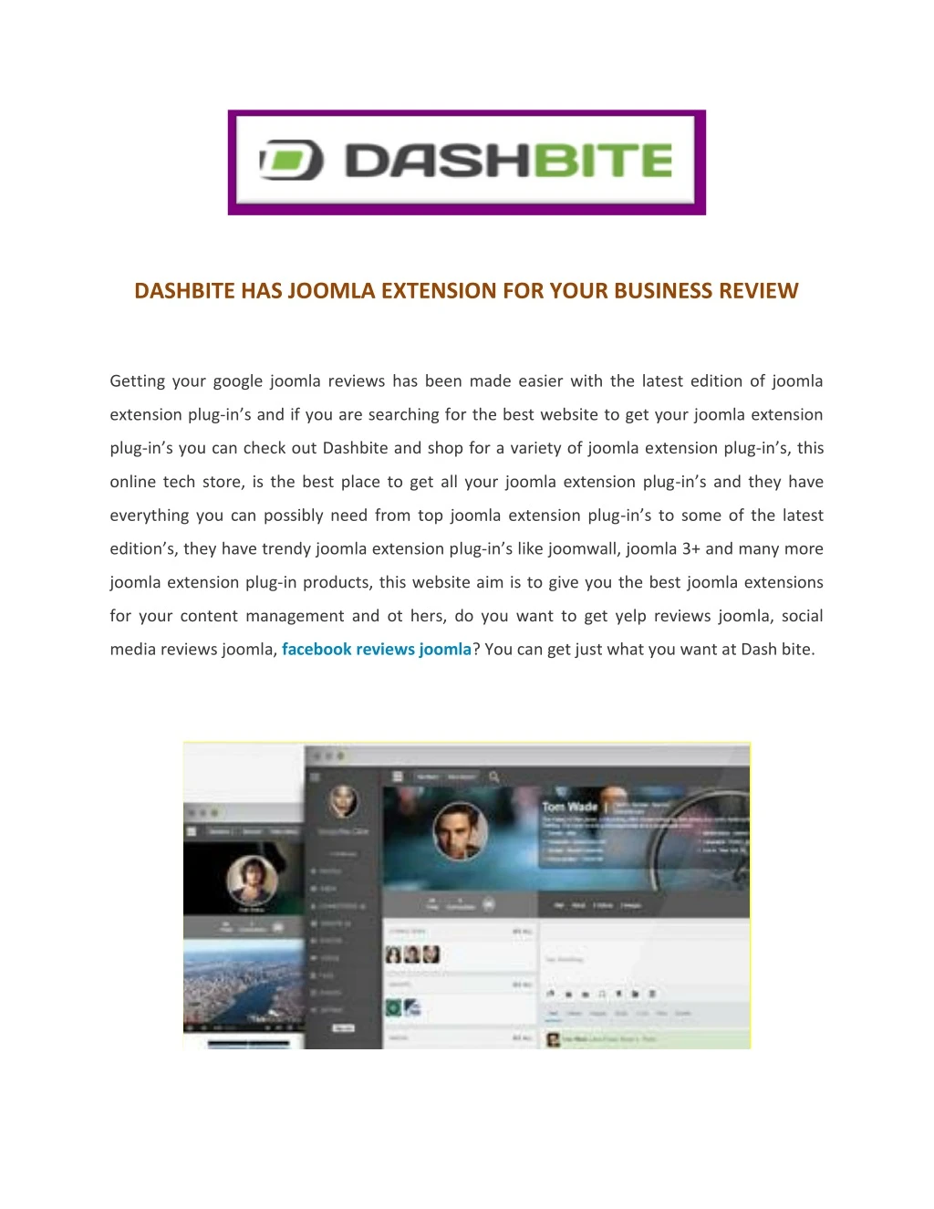 dashbite has joomla extension for your business