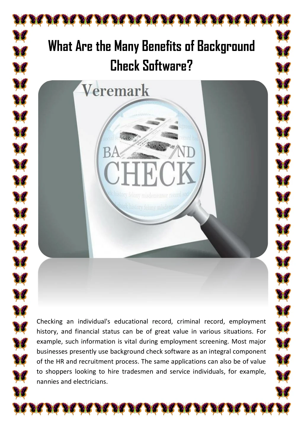 what are the many benefits of background check