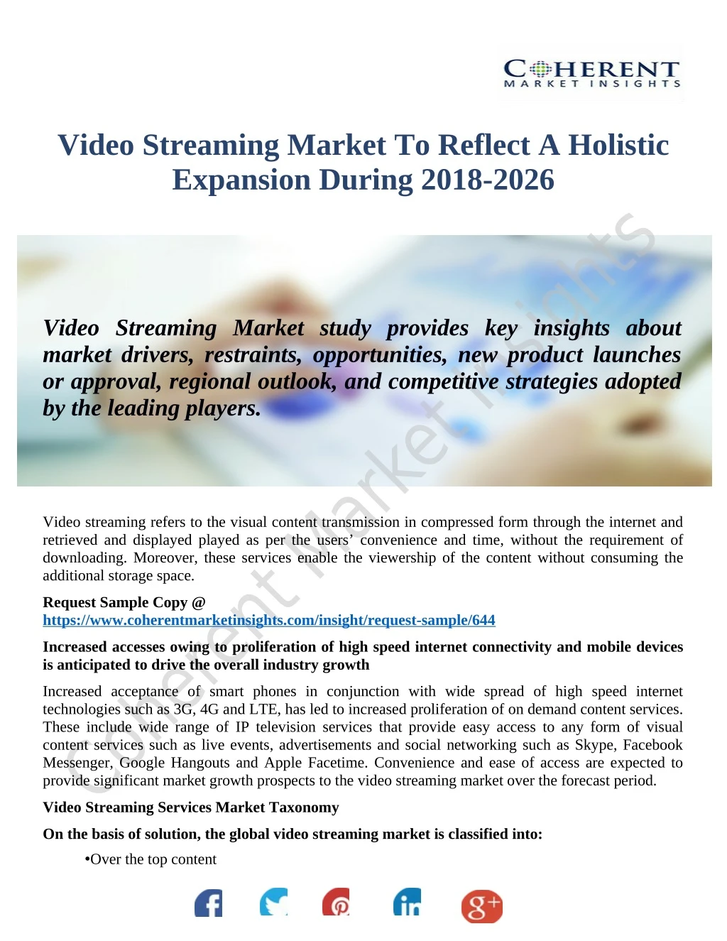 video streaming market to reflect a holistic