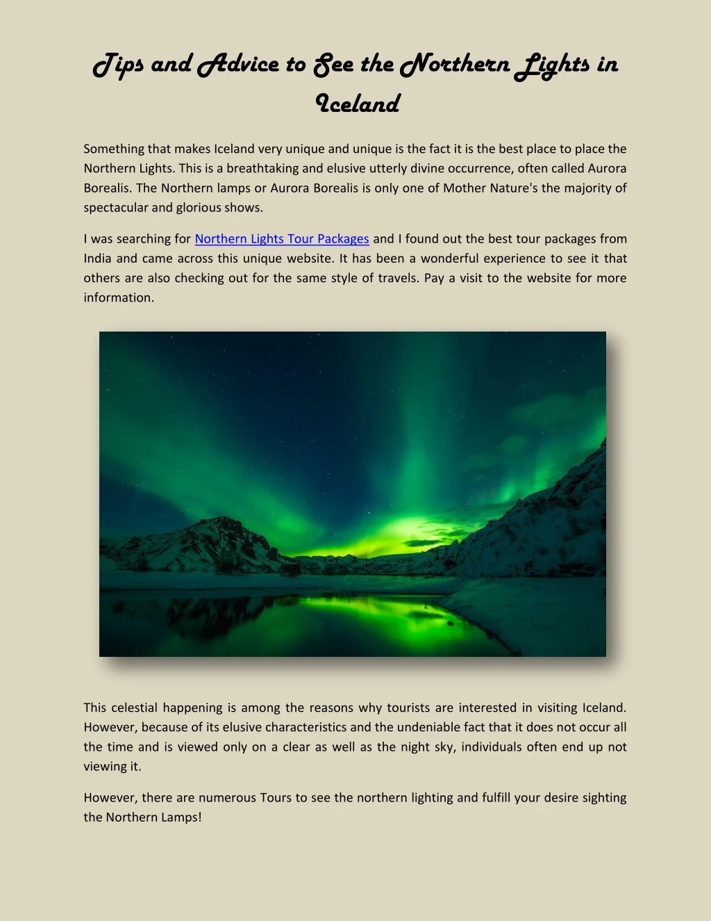 tips and advice to see the northern lights