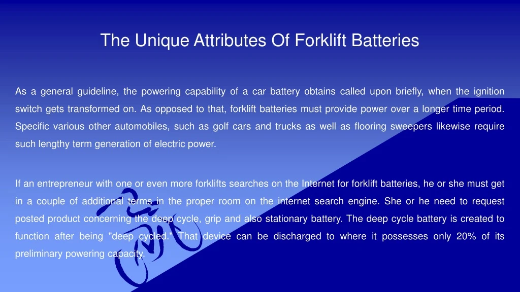 the unique attributes of forklift batteries