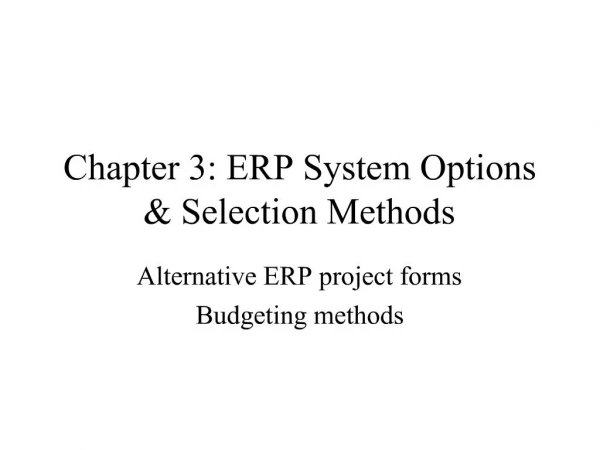 Chapter 3: ERP System Options Selection Methods