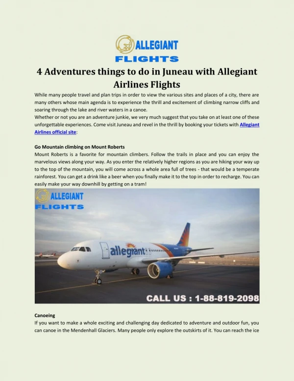 4 Adventures things to do in Juneau with Allegiant Airlines Flights