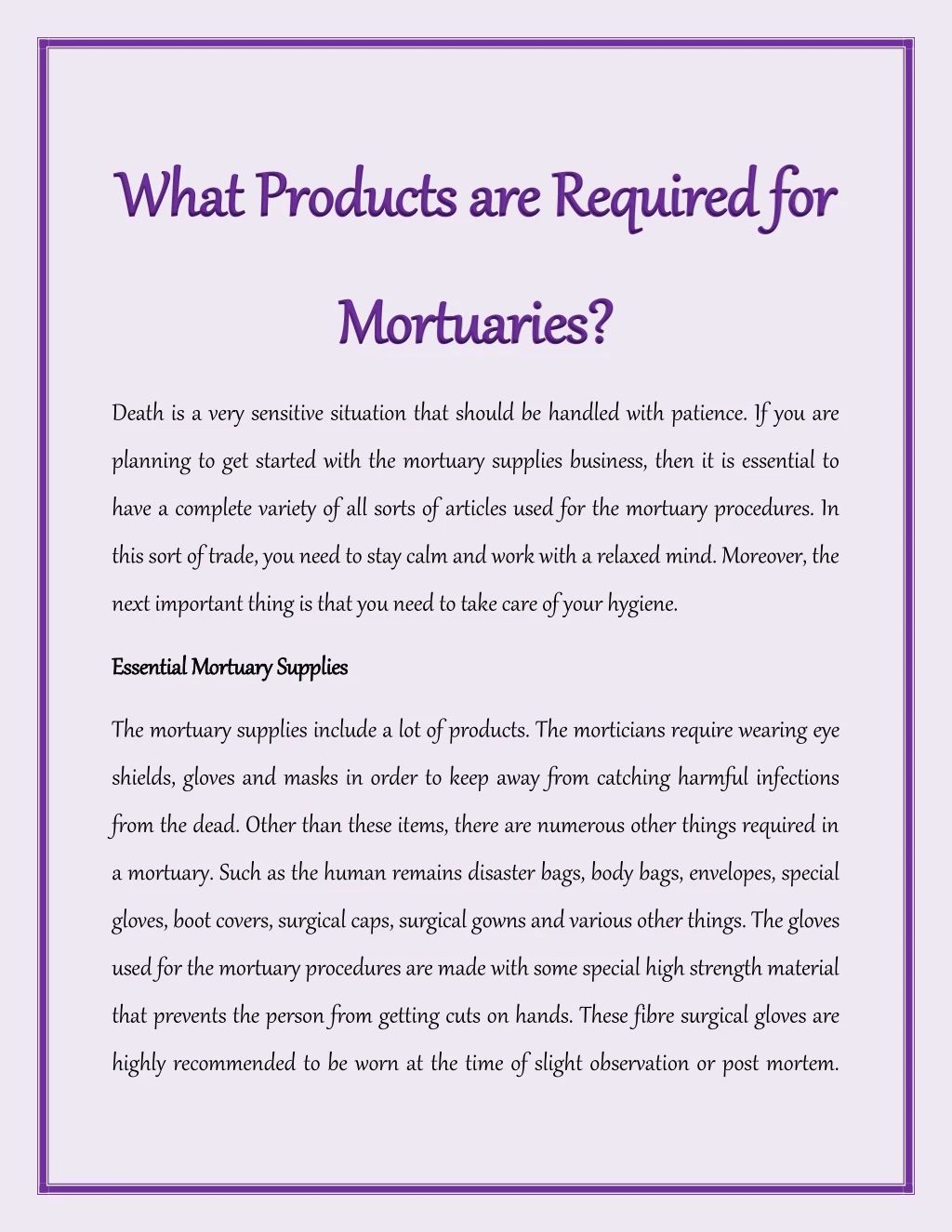 what products are required for what products