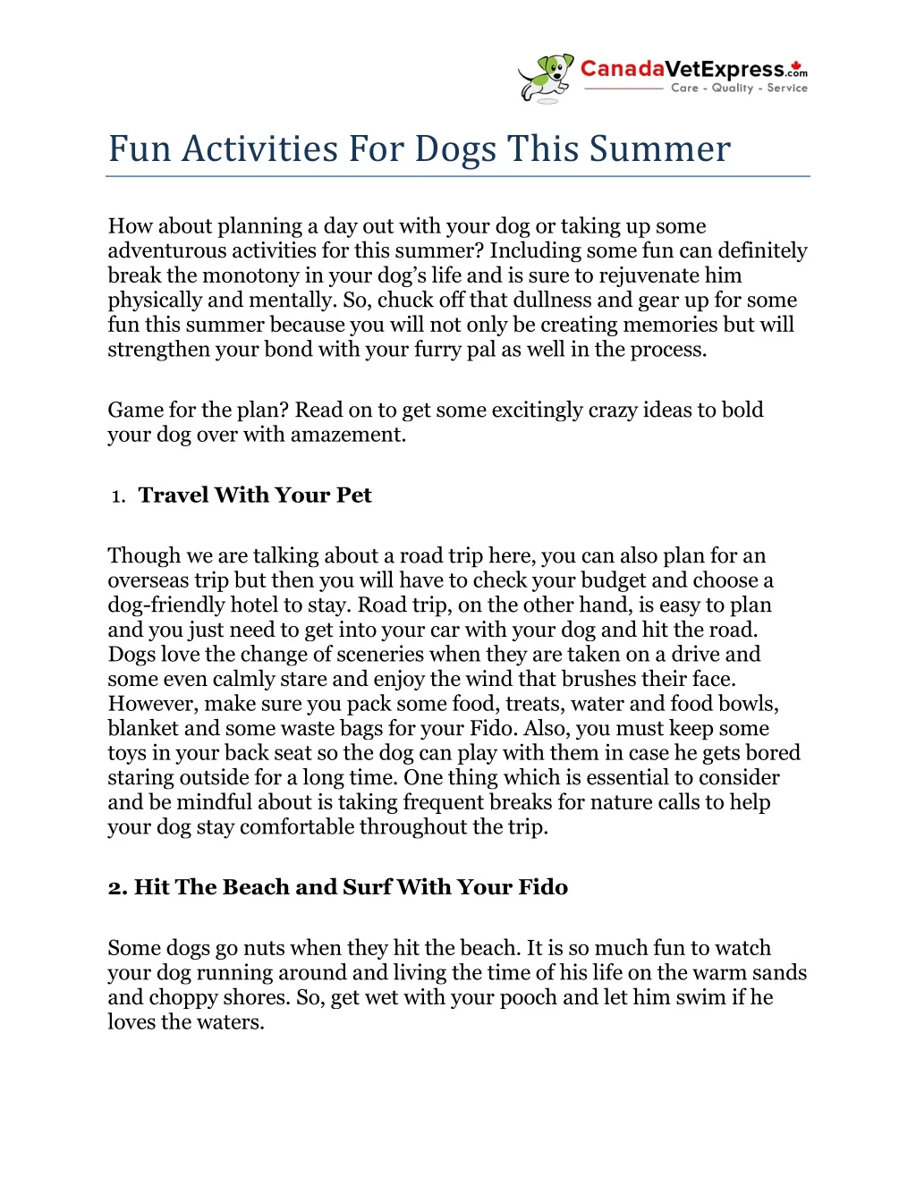 fun activities for dogs this summer