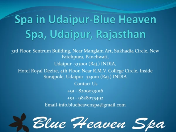 Spa in Udaipur-Blue Heaven Spa, Udaipur, Rajasthan