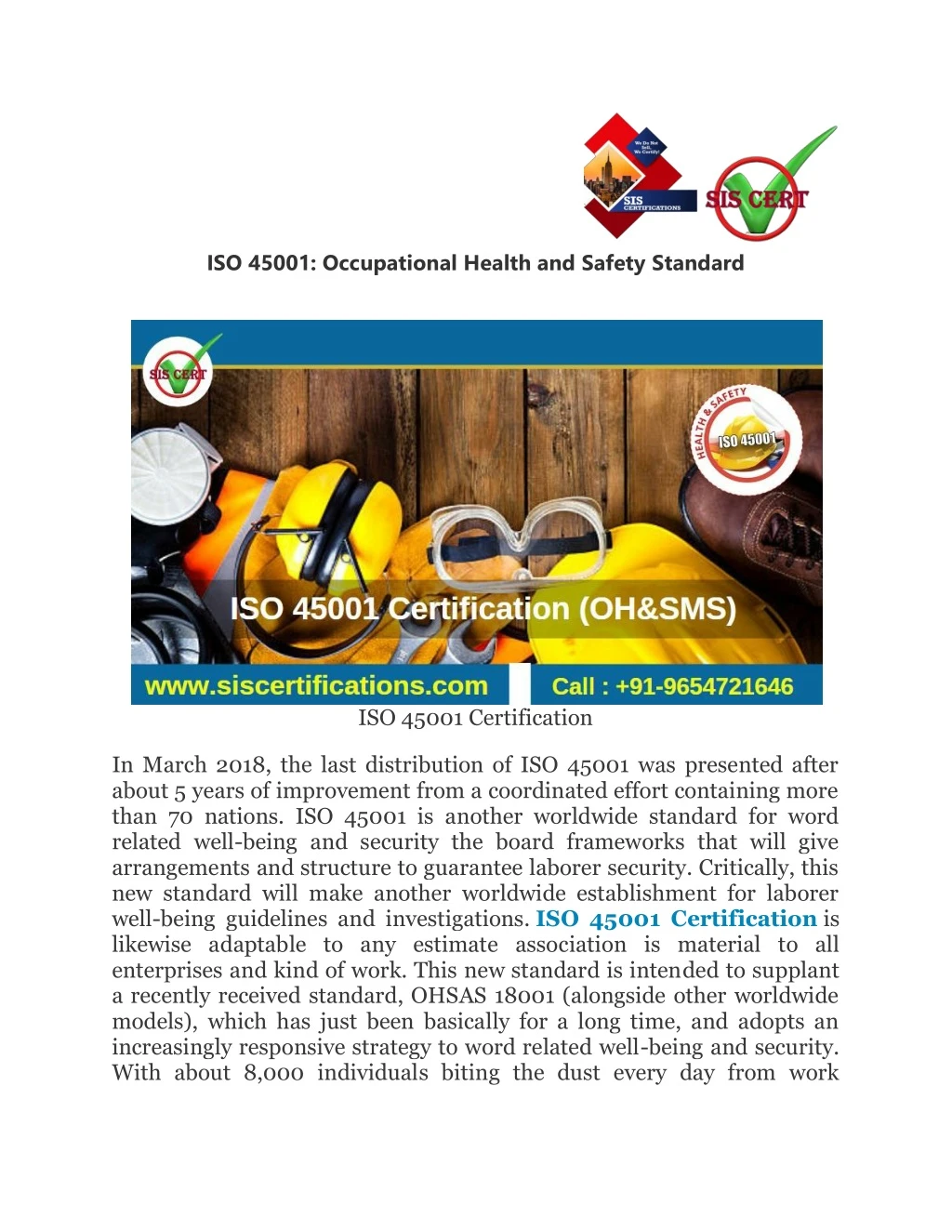 iso 45001 occupational health and safety standard