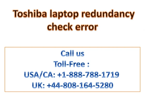 Toshiba laptop redundancy check error