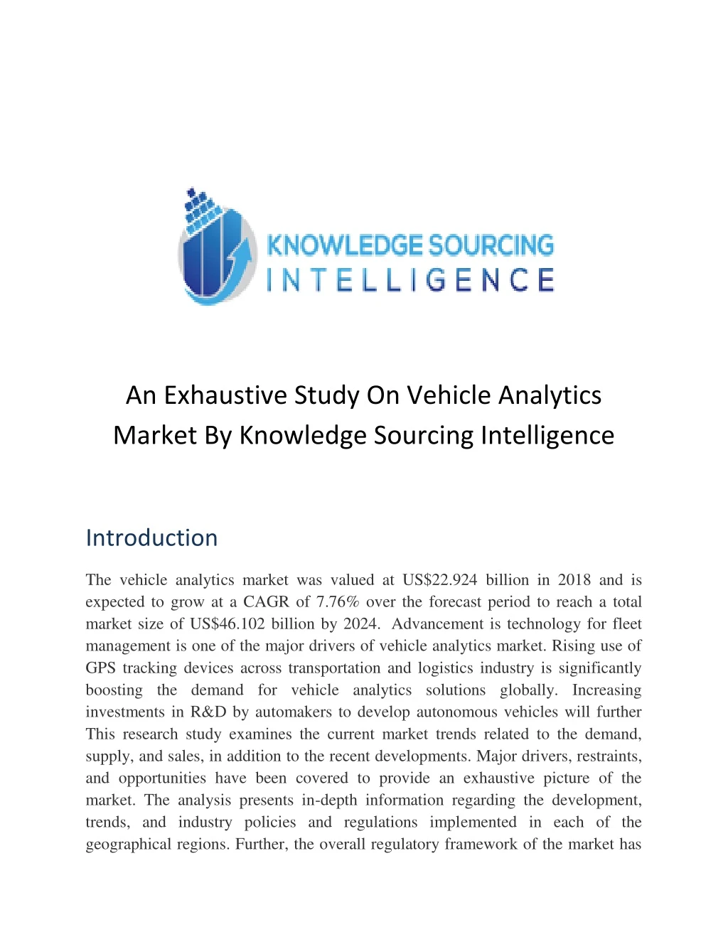 an exhaustive study on vehicle analytics market