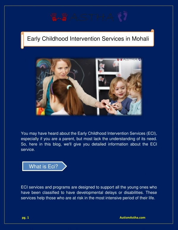 Early Childhood Intervention Services in Chandigarh