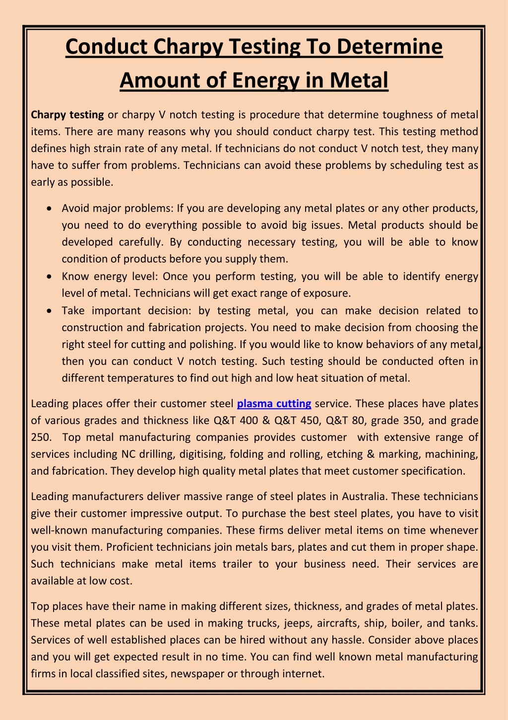 conduct charpy testing to determine amount