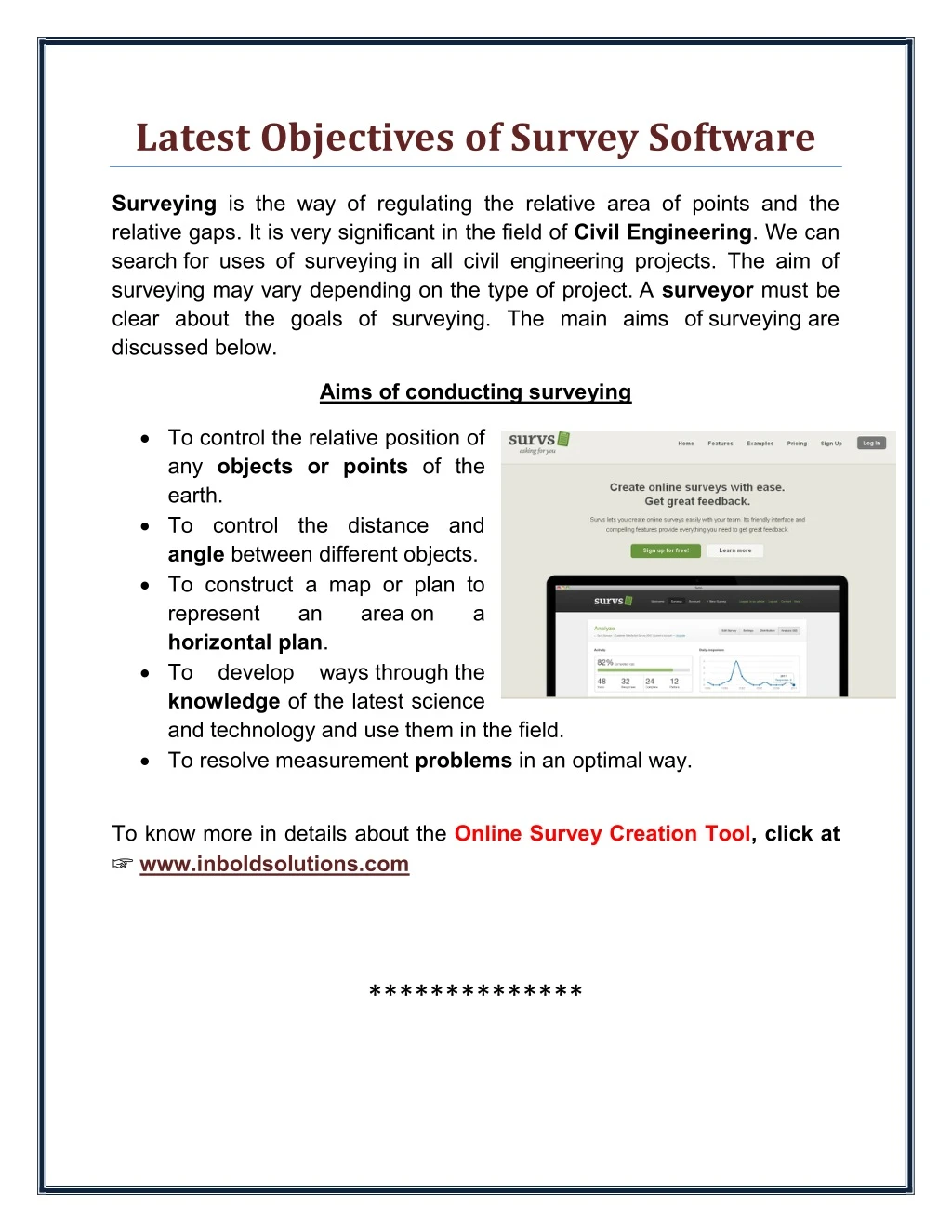 latest objectives of survey software