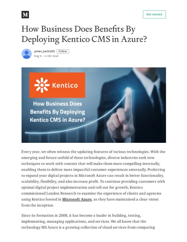 How Business Does Benefits by Deploying Kentico CMS in Azure