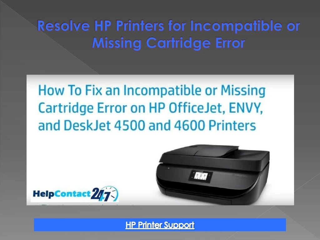 resolve hp printers for incompatible or missing cartridge error