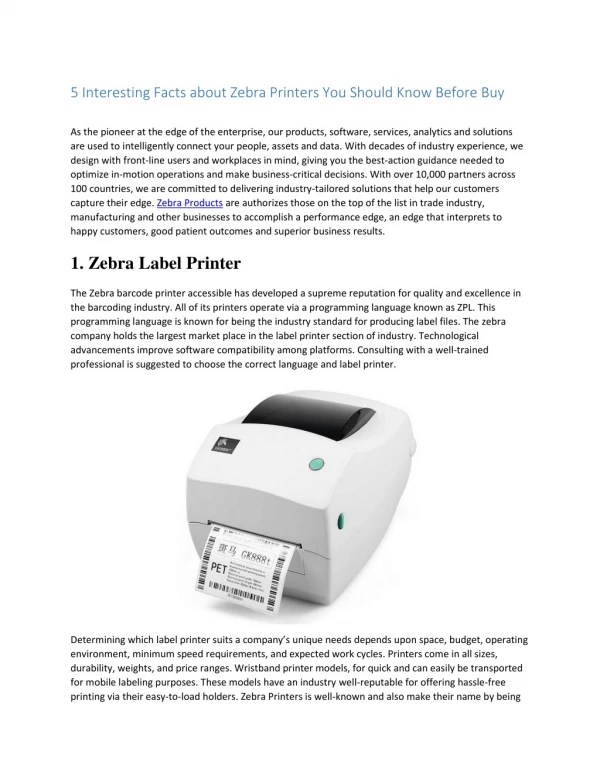 5 Interesting Facts about Zebra Printers You Should Know Before Buy