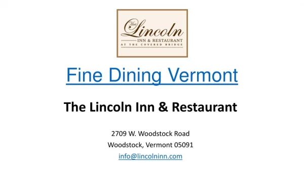 Fine Dining Vermont