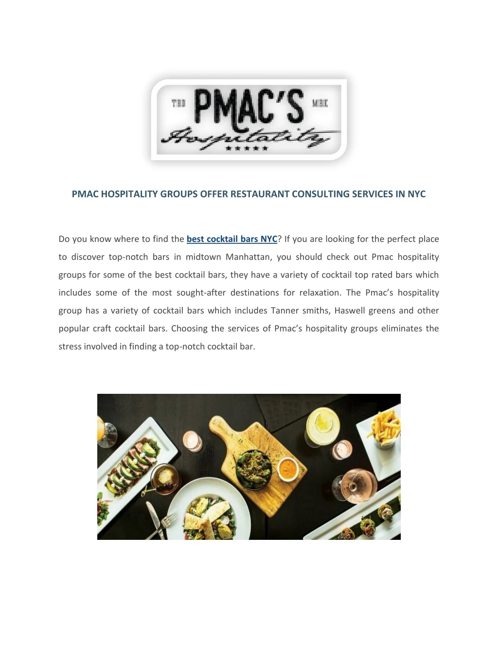 pmac hospitality groups offer restaurant