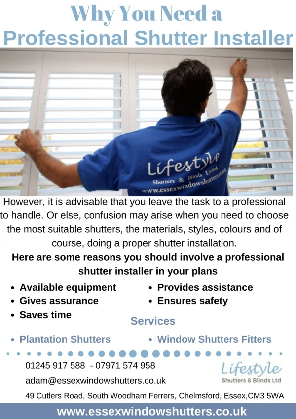 Why You Need a Professional Shutter Installer