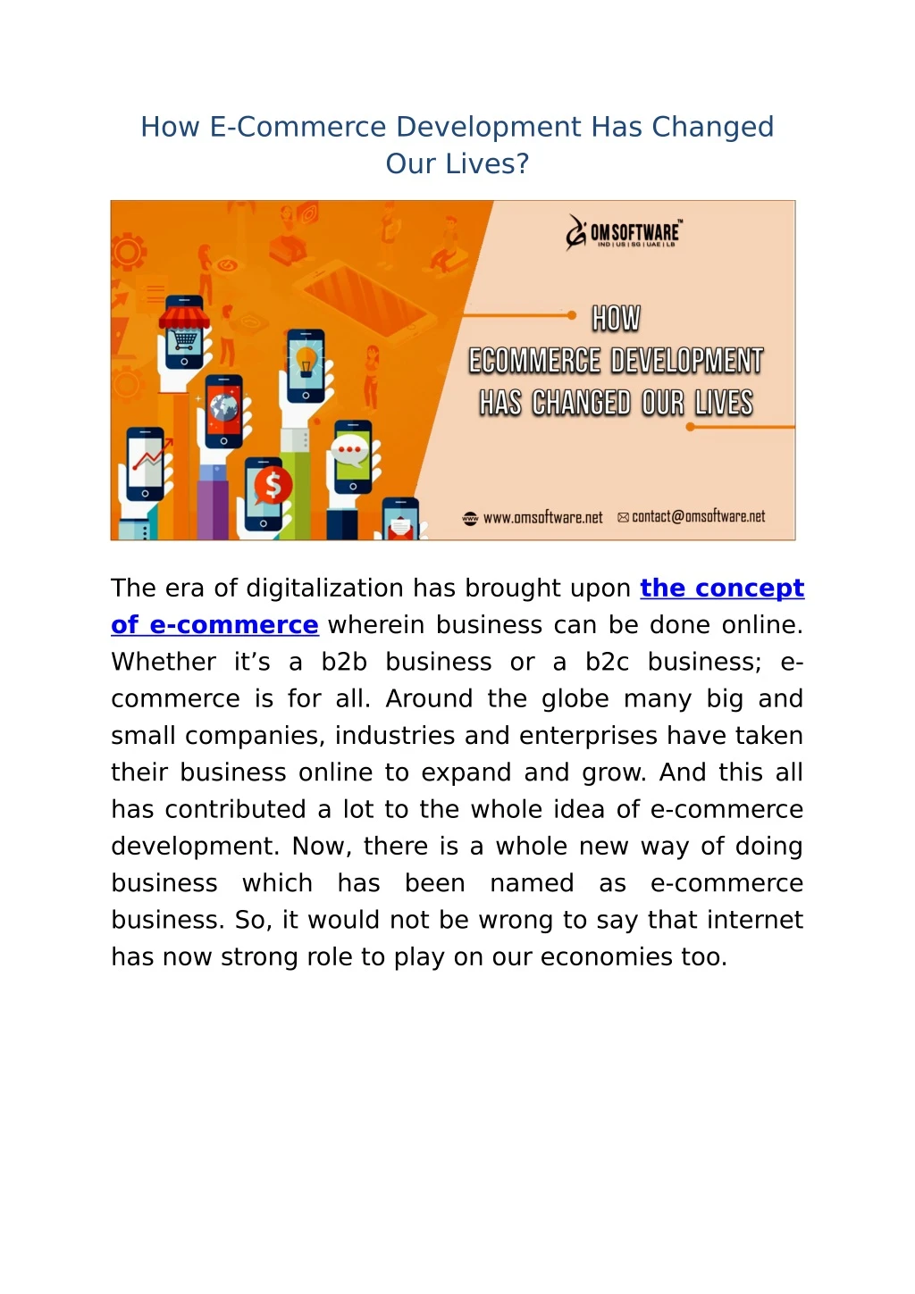 how e commerce development has changed our lives