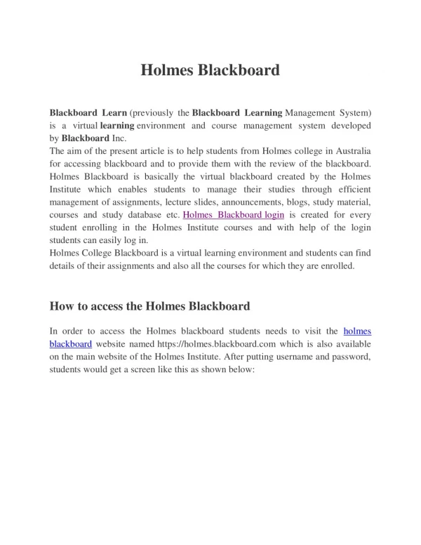 Holmes Blackboard