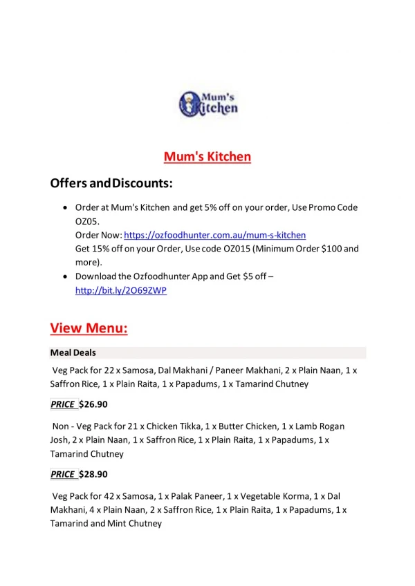 15% Off - Mum's Kitchen-St Albans - Order Food Online