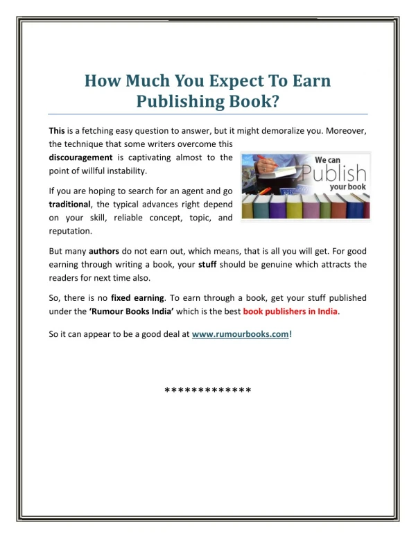 How Much You Expect To Earn Publishing Book?