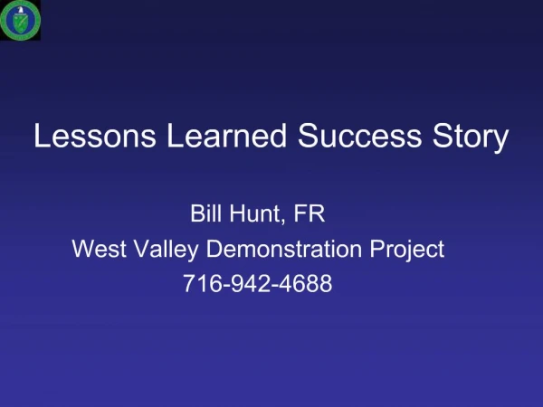 Lessons Learned Success Story