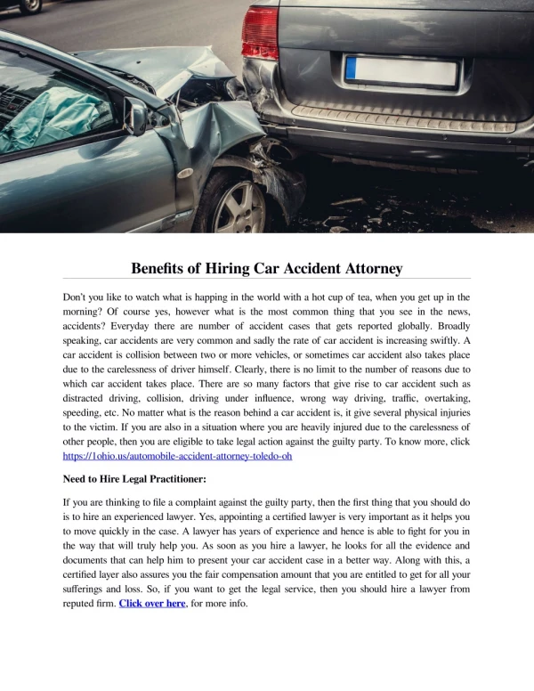 Benefits of Hiring Car Accident Attorney