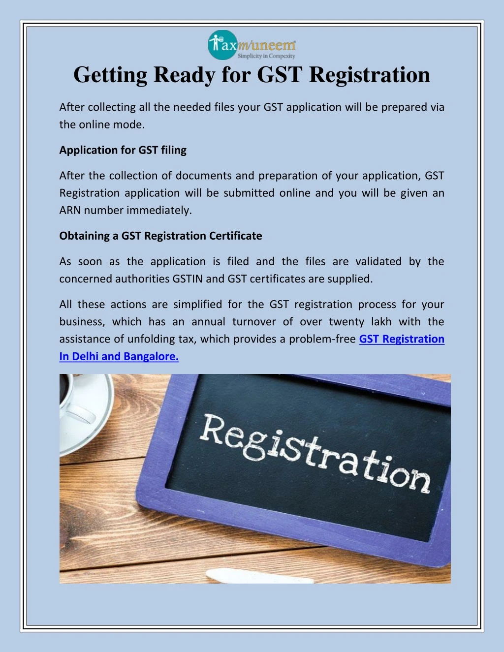 getting ready for gst registration