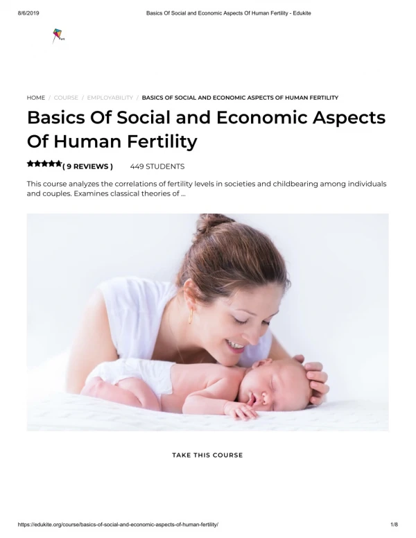 Basics Of Social and Economic Aspects Of Human Fertility - Edukite